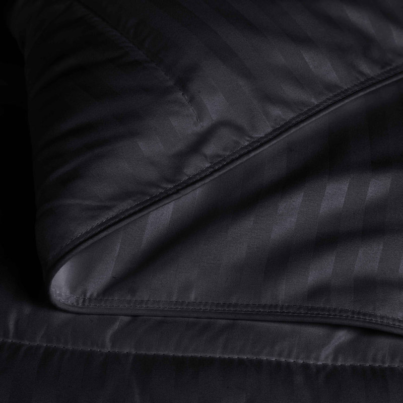 Striped Reversible Box-Quilt Brushed Microfiber Medium Weight Down Alternative Comforter, Black, Full/Queen Comforter