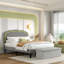 Ensemble de chambre avec lit plateforme et banc rembourré et illuminé (ensemble de 3)-1778685761