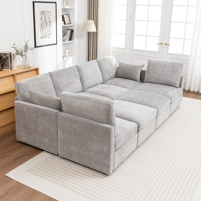 Canapé-lit modulaire 8 pièces Wilroy, Gris