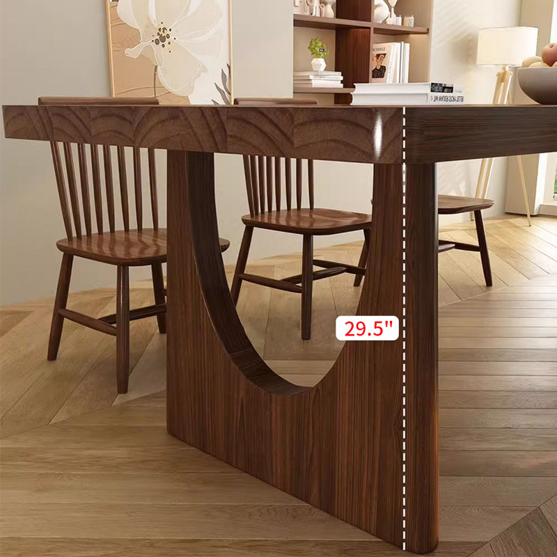 Simple modern solid wood dining table set, 29.5"H x 78.7"L x 31.4"W