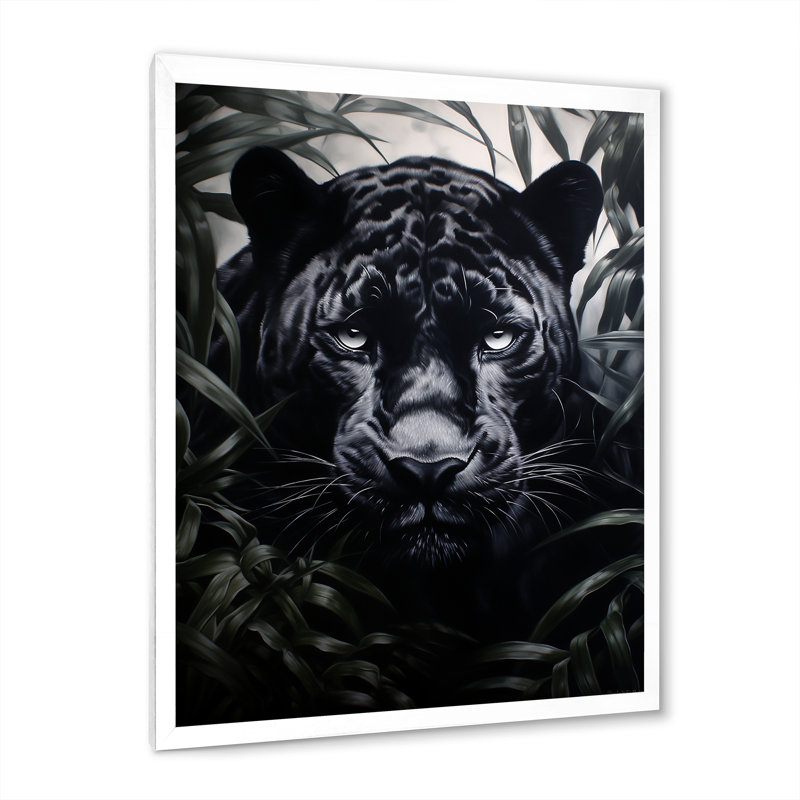 «Black White Panther», motifs contrastants sur toile, H 44 po x l 34 po x P 1,5 po, Cadre photo blanc
