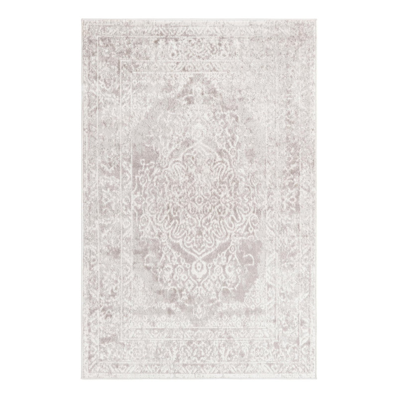 Audres Oriental Gray/Ivory Area Rug, Rectangle 4'1" x 6'1"