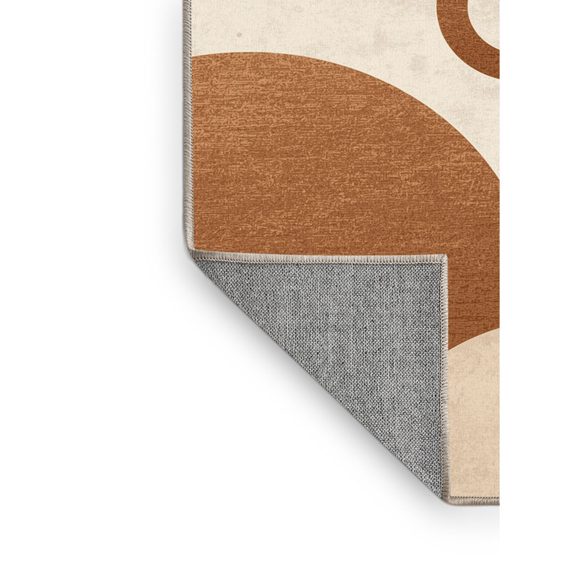 Tapis beige élégant et chic lavable à la machine - reliure beige, 2 x 5