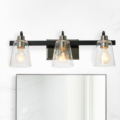 Éclairage pour salle de bain 3 lumières Adden, noir mat et nickel poli
