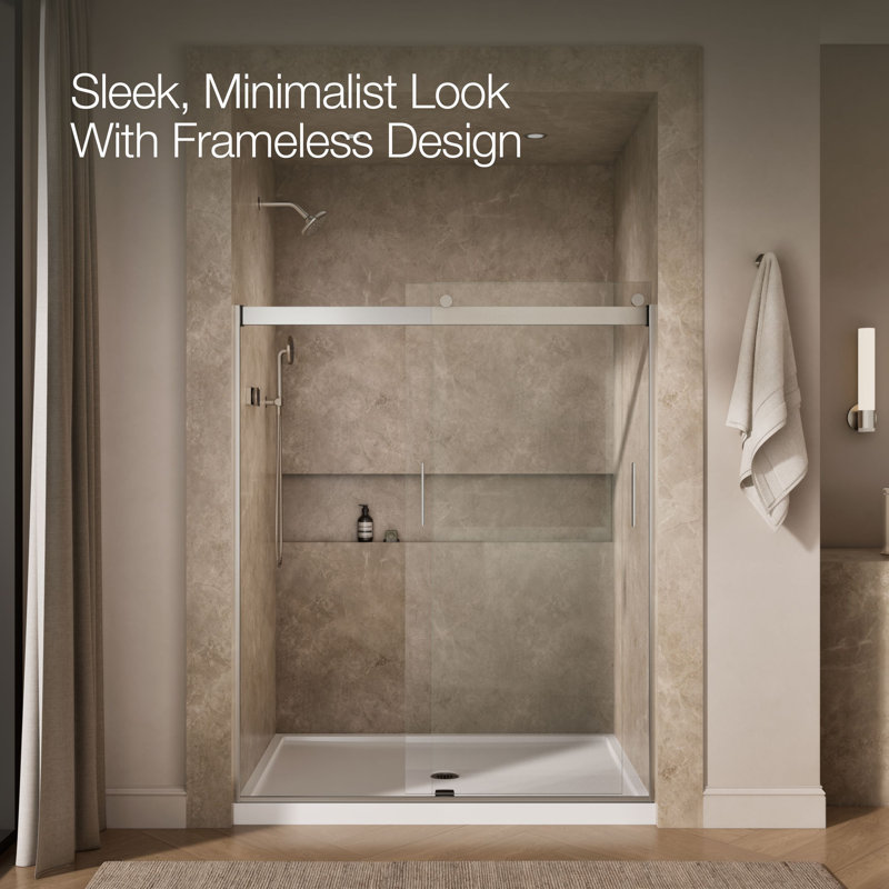 Levity 74" H x 59.63" W Bypass Shower Door with CleanCoat® Technology, Matte Nickel, Crystal Clear