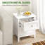 HOMCOM Modern Bedside Table with 2 Drawers Smooth Slides for Bedroom White