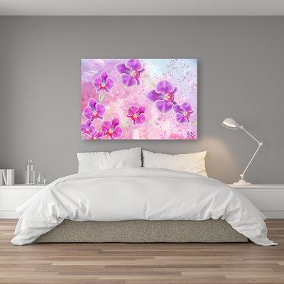Mural, Orchid Flowers Abstraction 1 Piece Wall Art on Canvas