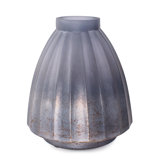 Cool Ice Blue Ribbed Cylindrical Vessel
