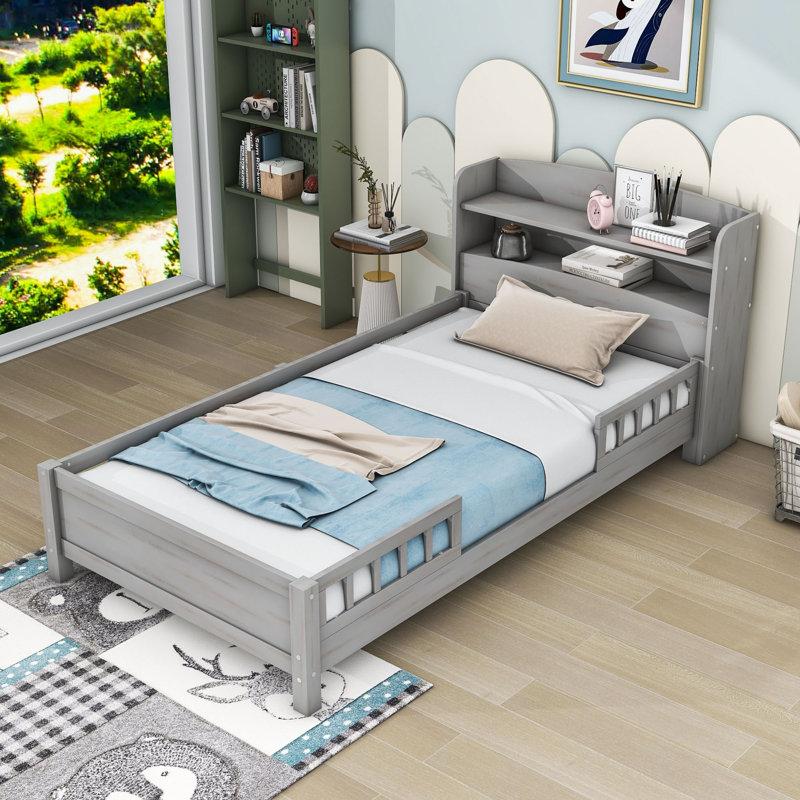 Lit plateforme avec rangement Atherstone, Gris antique, Simple