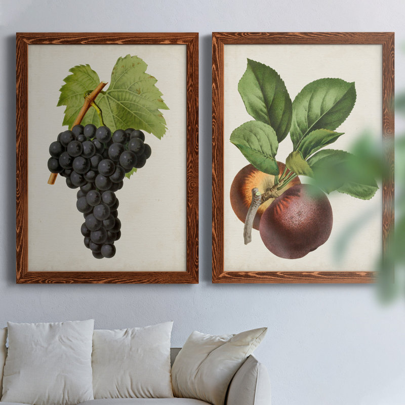 Antique Fruit VIII - Ensemble de 2 reproductions d'art sur toile, H 31,5 po x l 47 po x P 1,5 po, Toile avec cadre érable