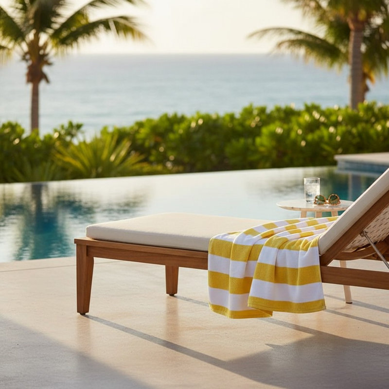 Cotton Blend Lightweight Beach Towel, Yellow, Small