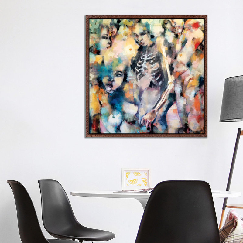 Impermanence 3-6-19 1 Piece Painting on Canvas, 93.98cm H x 93.98cm W x 3.81cm D, Classic Brown Wood Floater Framed