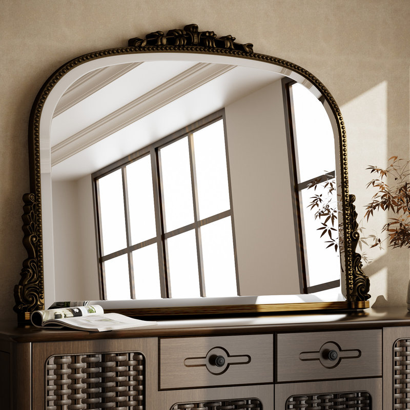 Resin Framed Accent Mirror , 81.3cm x 111.8cm, Antique Bronze