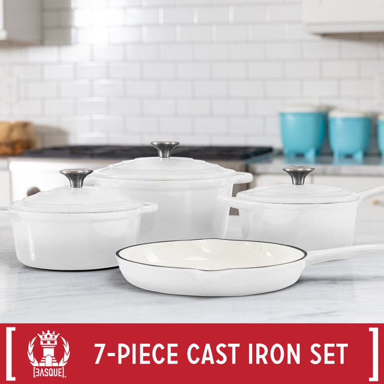 Basque 7 - Piece Non-Stick Enameled Cast Iron Cookware Set & Reviews