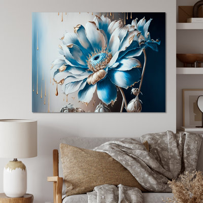 Décoration murale en métal «Ice Blue Daisy I»