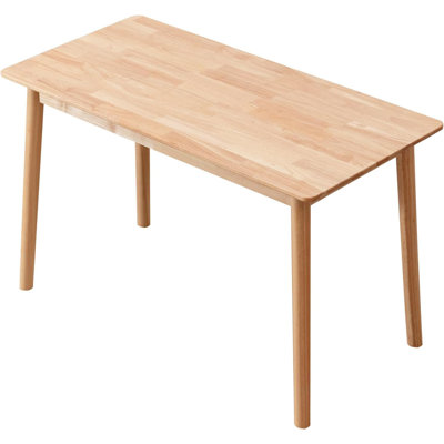 46.8 Inch Solid Rubber Wood Rectangular Dining Table, Sturdy Natural Oak & Walnut Finish, Easy Assembly, Seats 4