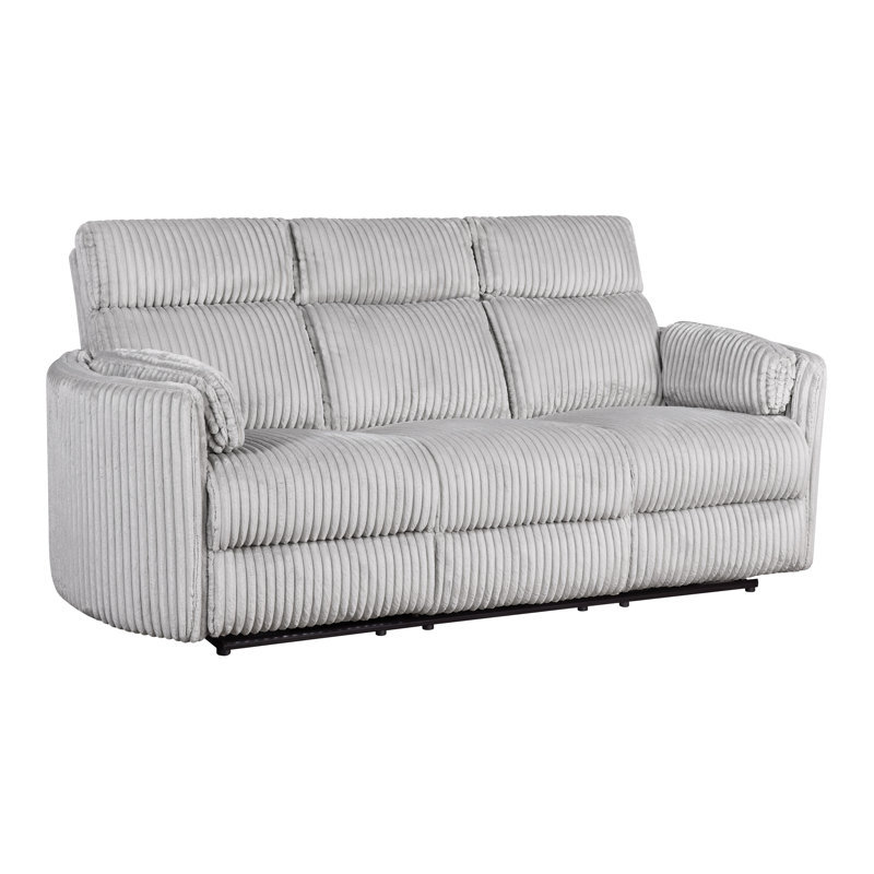 Bre 88'' Upholstered Power Reclining Sofa, Mega Grey Corduroy