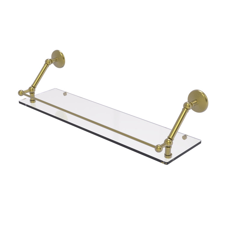 Tablette flottante avec barre de galerie Marchmont, Laiton satiné, H 8 po x l 30 po x P 8,6 po