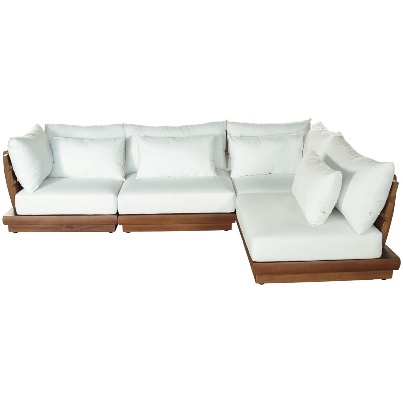 Canapé modulaire d'extérieur rembourré en tissu résistant à l'eau Kligfeld, Blanc