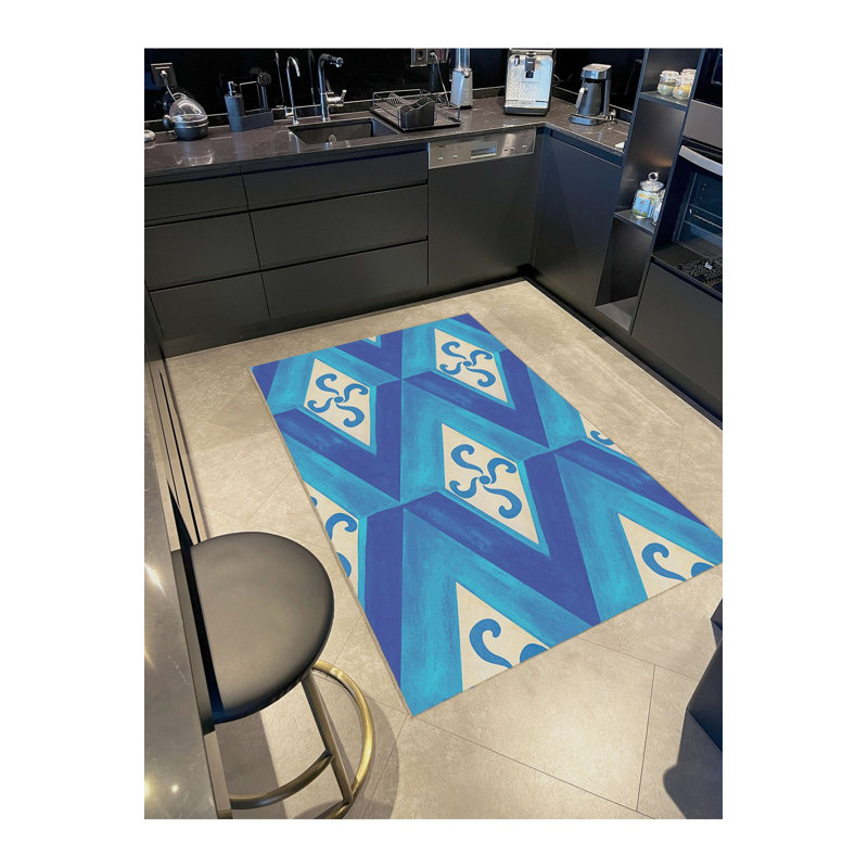 Tapis décoratif géométrique à motif géométrique en X lavable, Sous-tapis rectangulaire de 3 pi 3 po x 4 pi 11 po