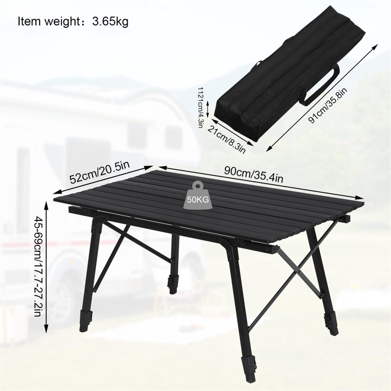 90cm Adjustable Folding Table