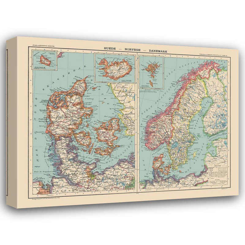 Art sur toile tendue Lark Manor ™ Schrader: Europe Suède Norvège Danemark - Schrader 1908 ITSC0038, H 20 po x l 24 po