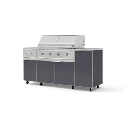 Ensemble d'îlot de cuisine extérieur en aluminium pour barbecue de 6 pièces avec barbecue au propane 40 po et comptoir en acier inoxydable de 16 po