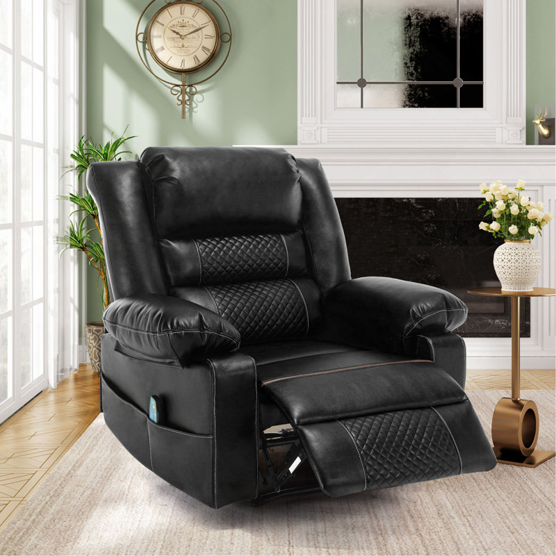 Fauteuil inclinable de massage en cuir respirant, Noir