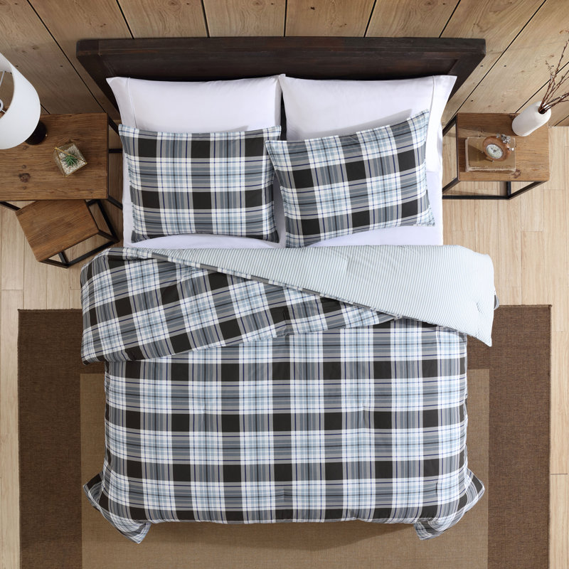 Eddie Bauer Lewis Plaid Cotton Duvet Cover Set, King Duvet Cover + 2 King Shams