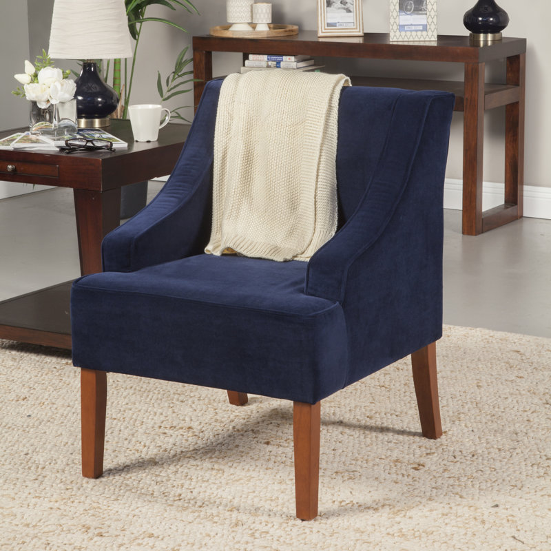 Fauteuil d'appoint incurvé Daryann, Velours performance encre Bella