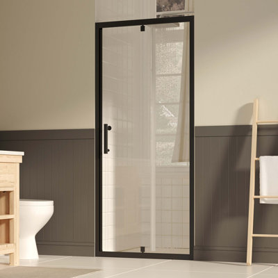 31-33" W ×72" H Pivot Shower Door, 1/4"(6mm) SGCC Clear Tempered Glass Shower Door with Explosion Film, Nano Easy-Clean Coating, Reversible Installation, Matte Black