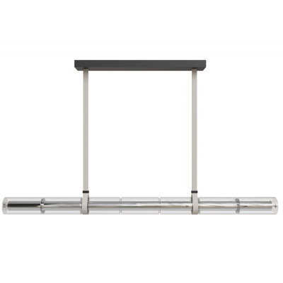 Fremont 64"W Tubular Led Pendant In Ivory/Clear Glass