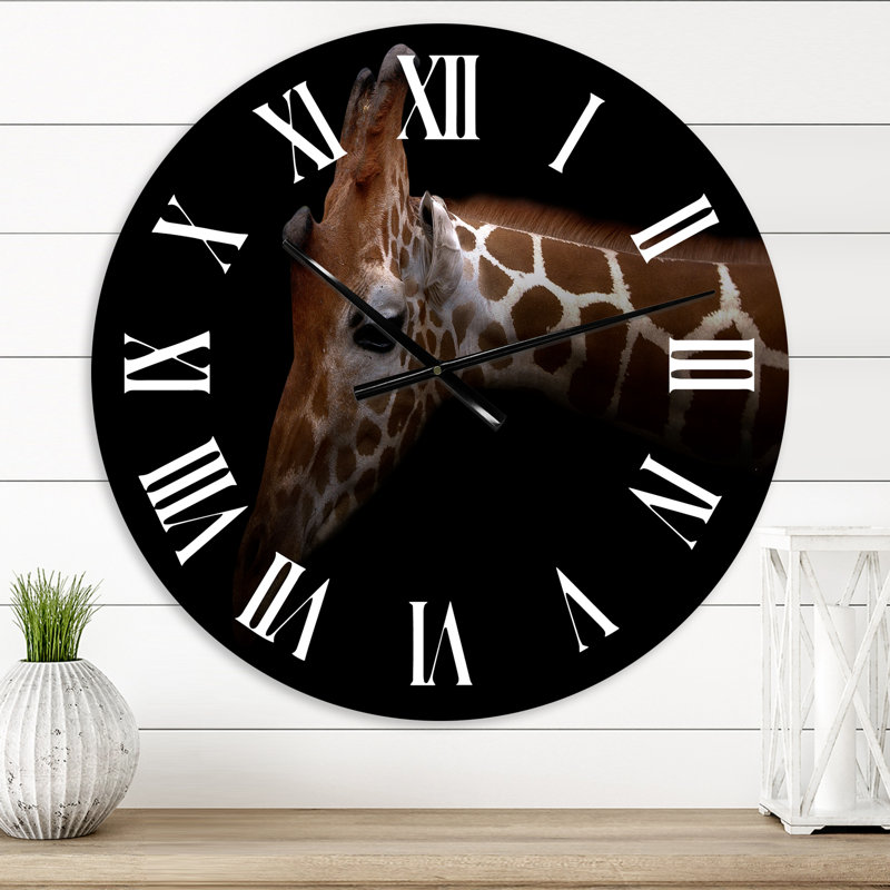 Portrait d'une girafe IV - Horloge murale de ferme, Moyen
