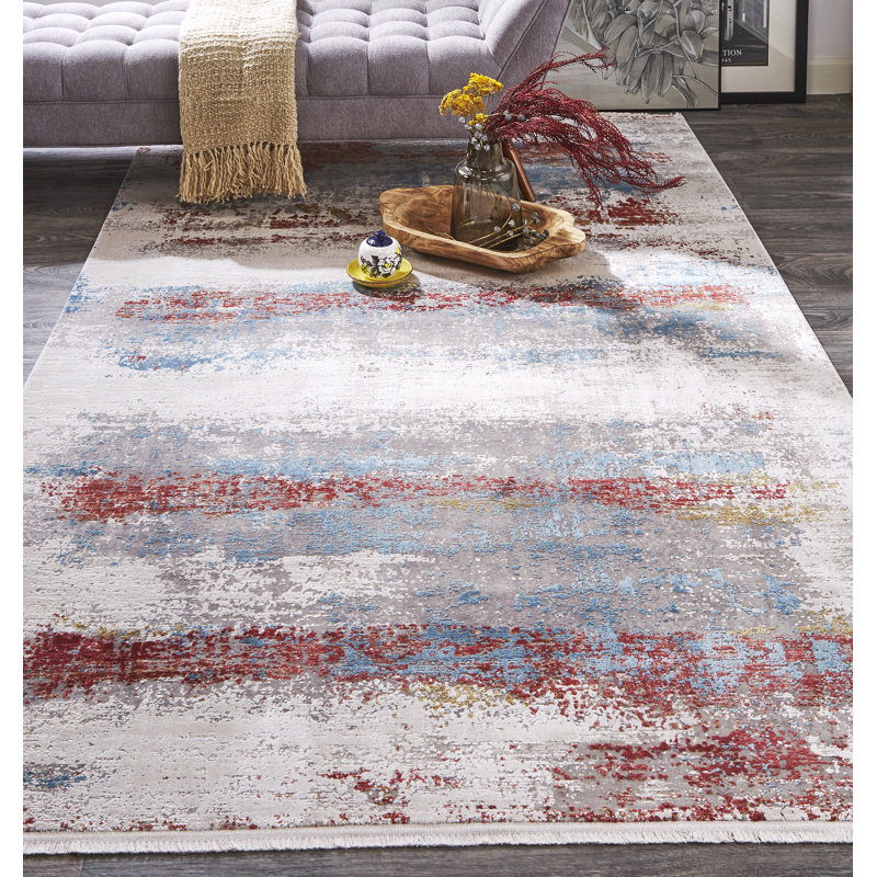Tapis rouille / gris / bleu Whitten