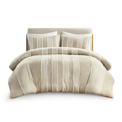 Bohemian Cotton Duvet Cover With Alternating Vertical Stripes For Full/queen And White Striped Overlap Inner Ties