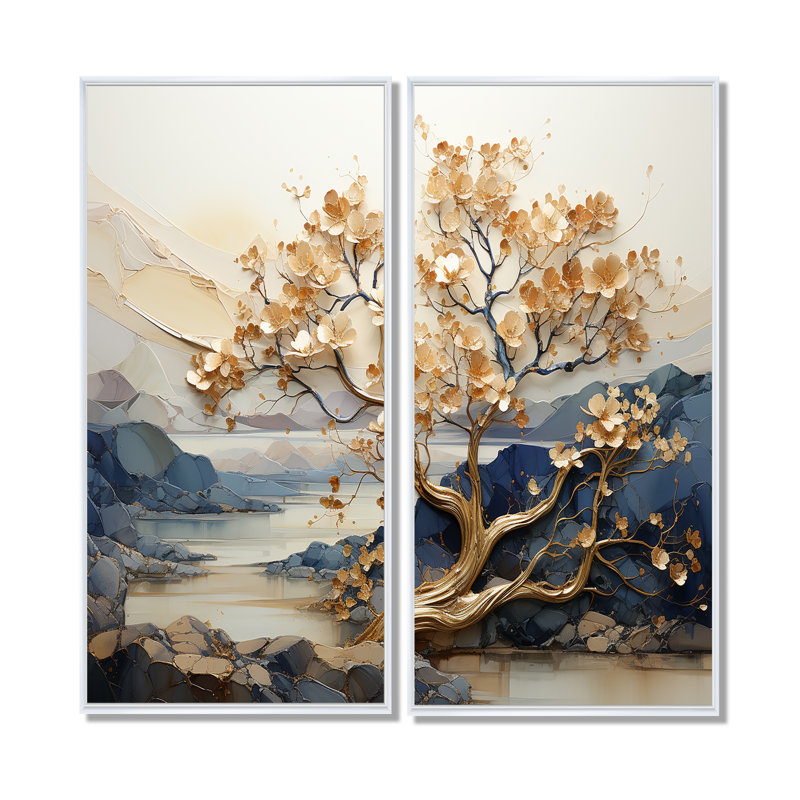 Art mural sur toile Gilded Beauty, H 20 po x l 24 po, Reproduction encadrée sans passe-partout, Blanc