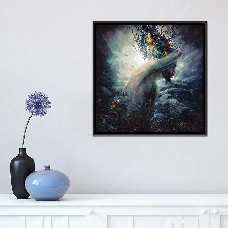«Charade», impression sur toile, H 18 po x l 18 po x P 1,5 po, Toile avec cadre noir, Pas de tapis