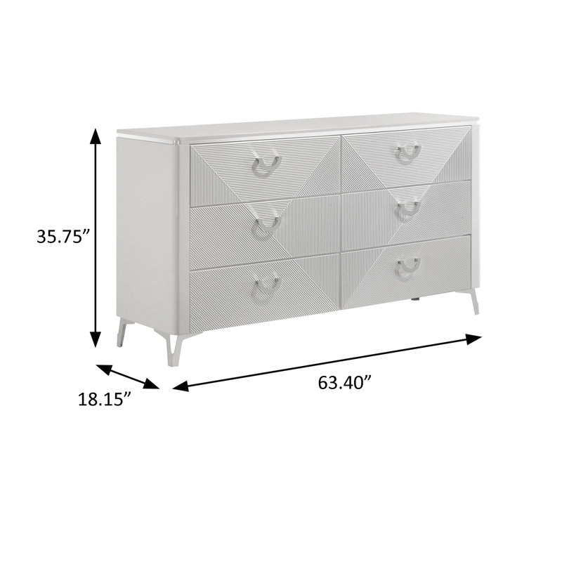 Commode contemporaine l 63,40 po, blanc brillant