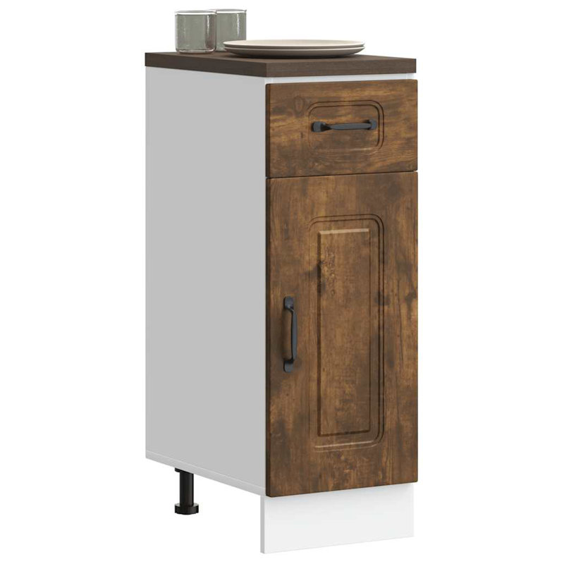 Kitchen Base Cabinet Kalmar Engineered Wood, 81.5cm H x 30cm W x 46cm D, Smoked Oak