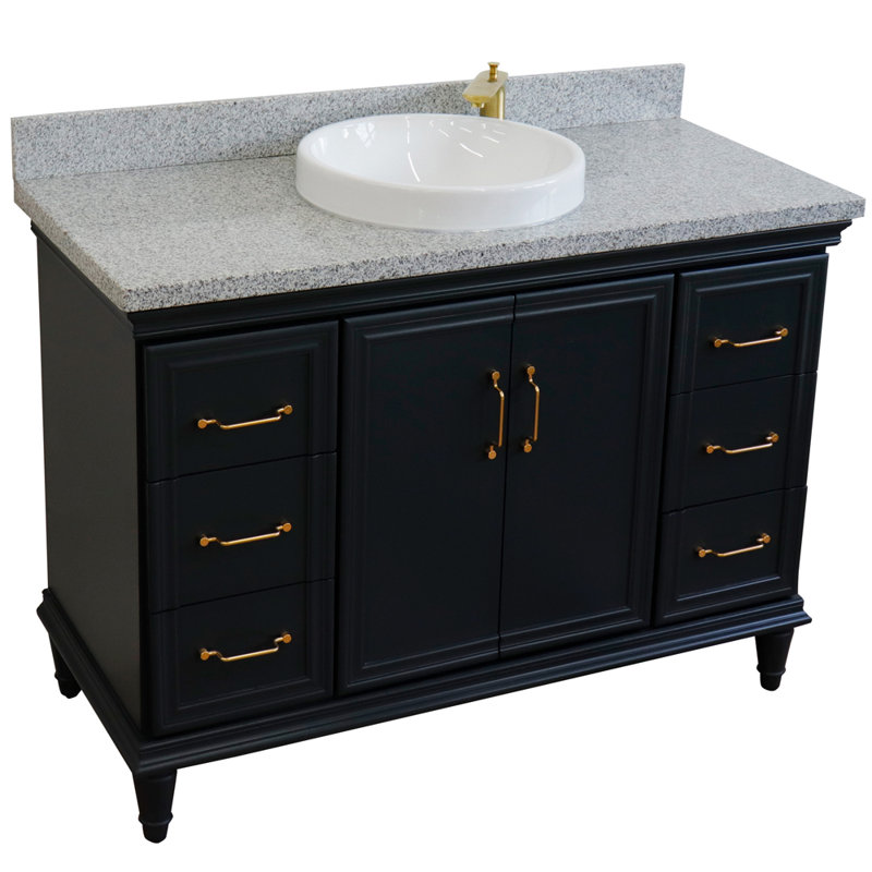 Ensemble de meuble-lavabo de salle de bain simple 49 po Verutiao, Granite, Gris foncé