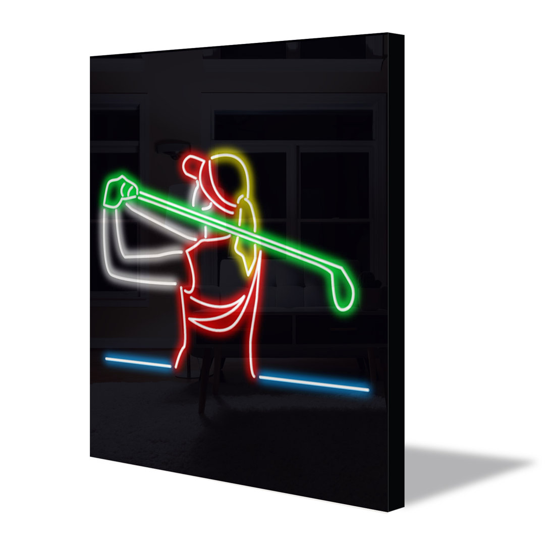 Neon Sign Golfer Wall Décor