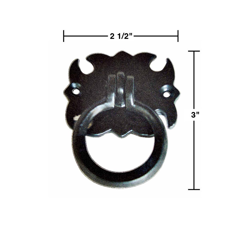 Antique Black Iron Drop Bail Ring Pulls with Mounting Hardware