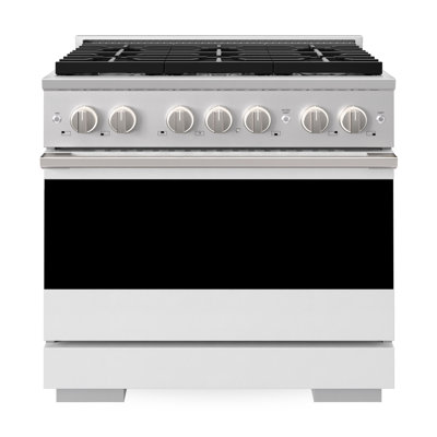 ZLINE 36 in. 5.2 cu. ft. Marino Dual Fuel Range w/ 6 Burners and Electric Oven w/ White Matte Door