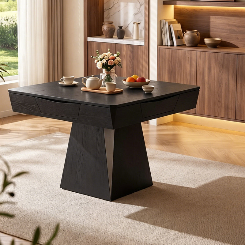 Table de salle à manger en bois massif rétro entièrement automatique