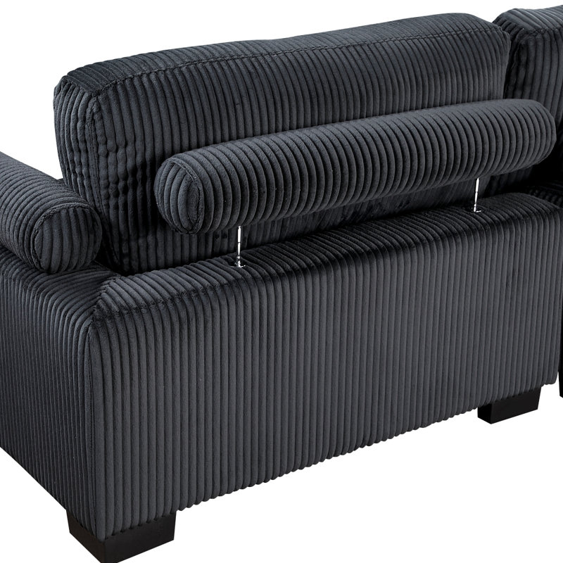 Canapé modulaire à 5 pièces Traverse noir avec repose-pieds