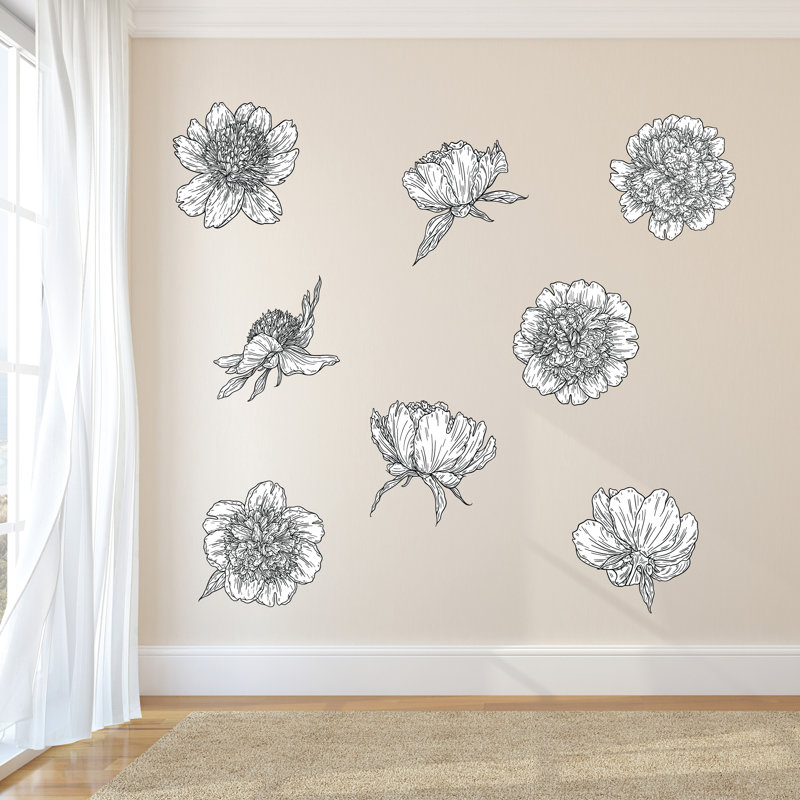 Décalcomanie murale pivoines