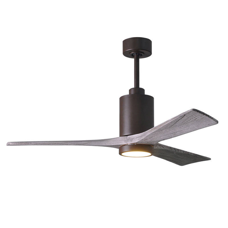 Patricia LED Downrod Ceiling Fan, Textured Bronze, Barn Wood, 52"