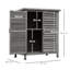 87cm Wide Wooden Garden Storage Shed with Shutter Panel Doors & 2 Inner Shelves – Grey Outdoor Tool Cabinet, Solid Fir Wood, 96.5cm High for Patio or Garage