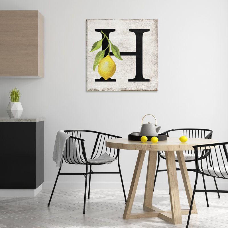 Art mural sur toile «H» avec lettre citron par Creatif Belle bp-592_CN, H 30 po x l 30 po