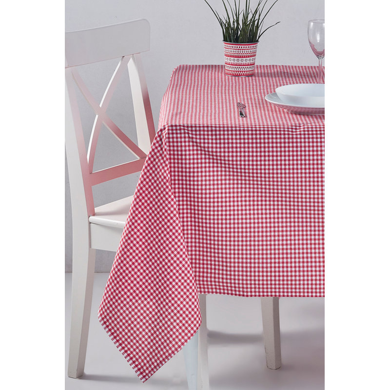 Chon Elegant Red Checkered Tablecloth, 85% Cotton / 15% Polyester, 67.0 x 86.6 inches | Machine Washable, Easy Clean | Ideal for Dining Room, Picnics, and Special Occasions, Durable and Stylish Design
